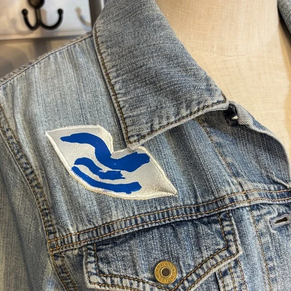 Refashioned Post Modern Artistic Face Denim Jacket - Picture 4 of 7